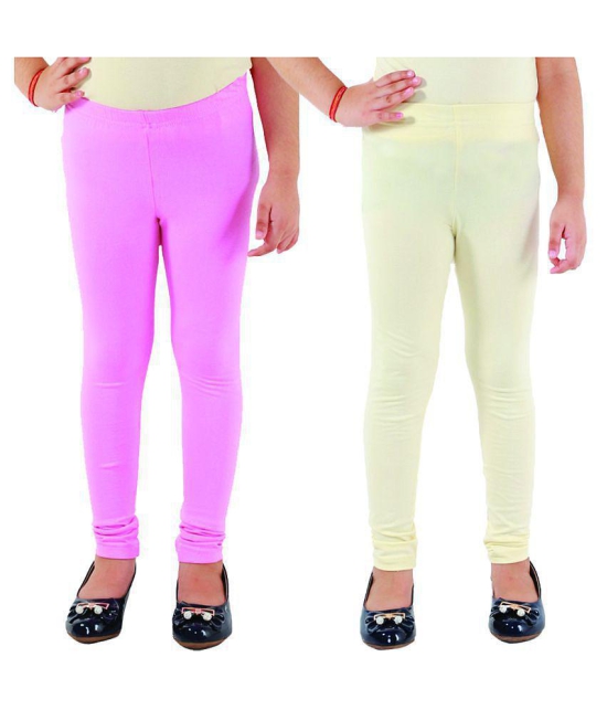 Kids Cave - Baby Pink Cotton Blend Girls Leggings ( ) - None