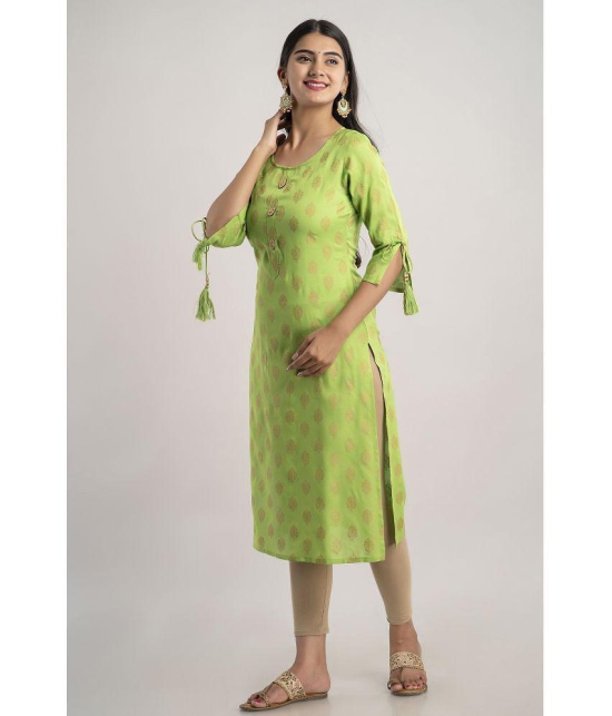 MAUKA - Green Rayon Women's Straight Kurti ( Pack of 1 ) - None