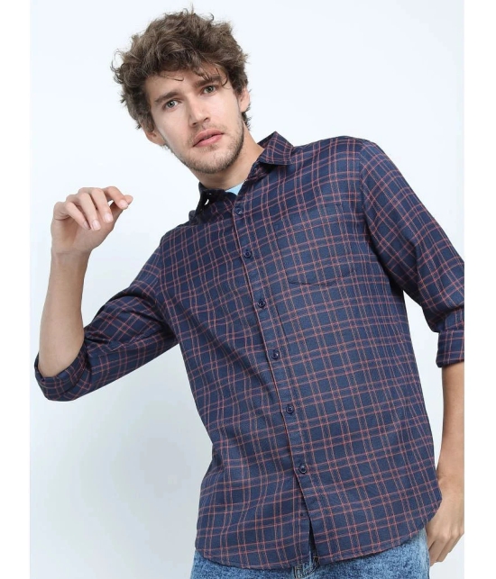 Ketch Polyester Slim Fit Checks Full Sleeves Mens Casual Shirt - Navy Blue ( Pack of 1 ) - None