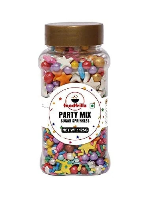 foodfrillz Party Mix, 125 g | Sugar Sprinkles for cake decoration