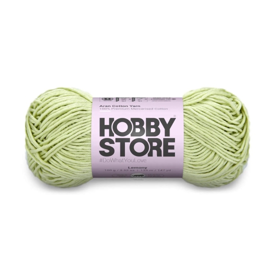 Aran Mercerised Cotton Yarn by Hobby Store - Lemony - 424