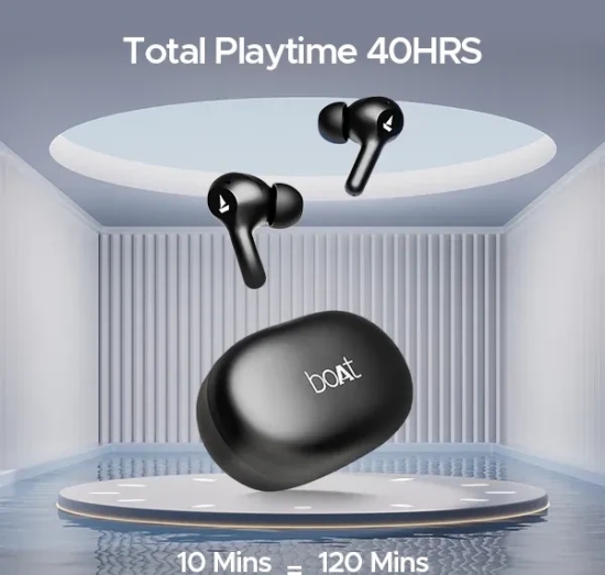 boAt Airdopes 71 | Wireless Earbuds with 40 Hours Playback, BEAST™ Mode, ENx™ Technology, Dual Mic with ENx™ Technology Active Black