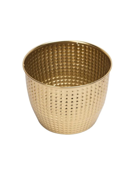 Indoor Round Golden Hammered Floor Planter