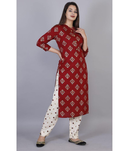 JC4U - Red Straight Rayon Women's Stitched Salwar Suit ( Pack of 1 ) - None