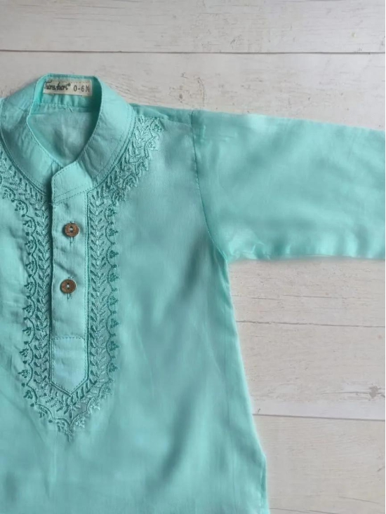 Embroidered Malmal Kurta | Sky Blue | Newborn to Adult-6-7Y