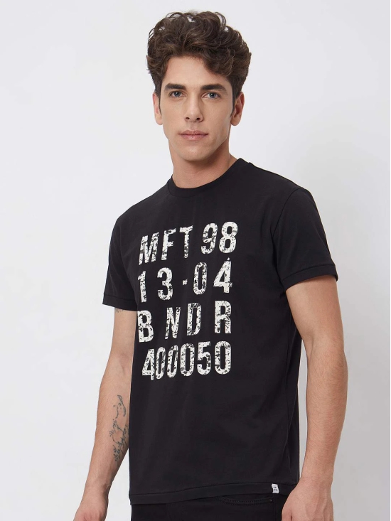 Black  Graphic Plainslim Fit Casual T-Shirt