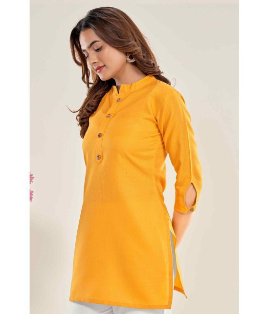 Glomee - Yellow Cotton Blend Women's Tunic ( Pack of 1 ) - None