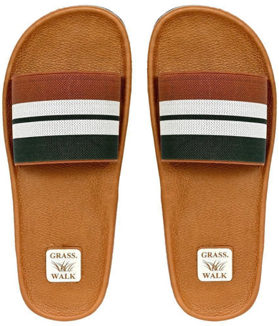 GRASS WALK Tan Mens Slide Flip Flop - None