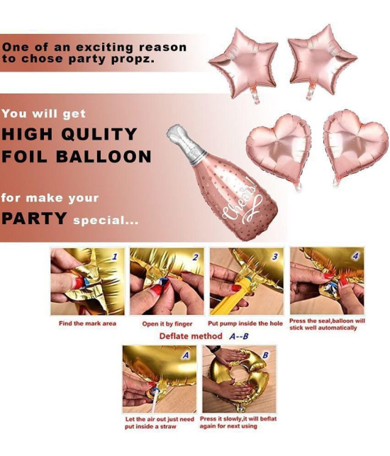 Party Propz Rose Gold Birthday Decorations Items 40Pcs Combo Set For Girls With Rose Gold Foil Balloon; Metallic Confetti Balloons; Silver Foil Curtain;Decorations Items Celebration/Balloon 