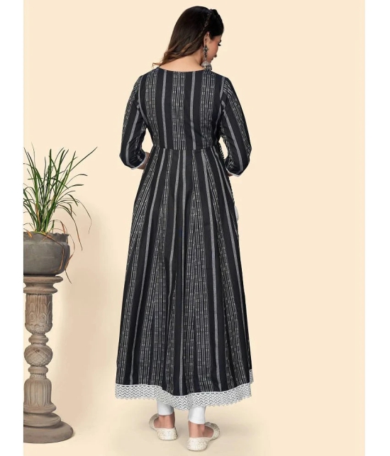 Vbuyz Cotton Embroidered Anarkali Black Kurti - None