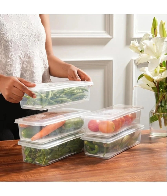 PearlPet Fridge Container Plastic Transparent Multi-Purpose Container ( Set of 6 ) - Transparent