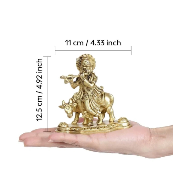 Shri Krishna Kamadhenu Idol | 100% Pure Bras | Antique Finish