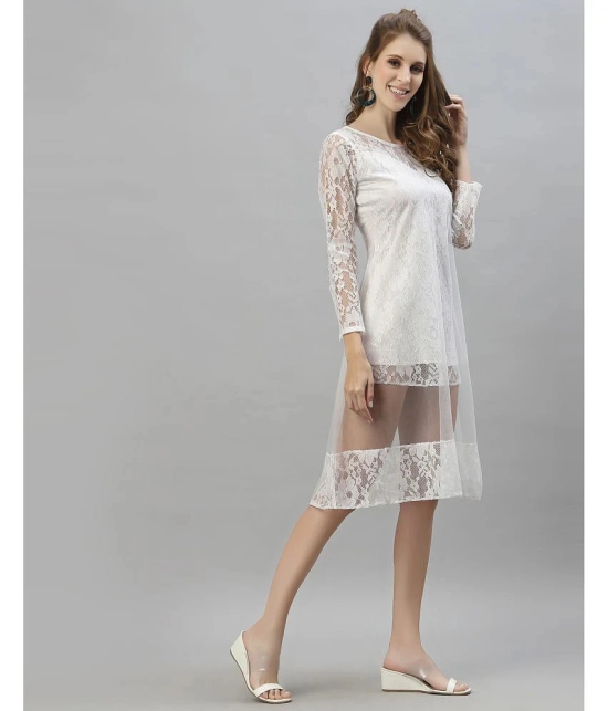 Selvia - White Net Womens A-line Dress ( Pack of 1 ) - None