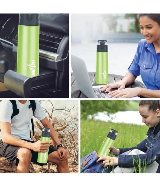 Milton Atlantis 400 Thermosteel Insulated Water Bottle, 350 ml, Green | Hot and Cold | Leak Proof | Office Bottle | Sports | Home | Kitchen | Hiking | Treking | Travel | Easy To Carry | Rust