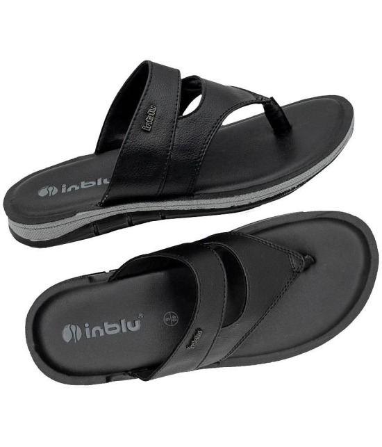 Inblu Black Mens Leather Slipper - None