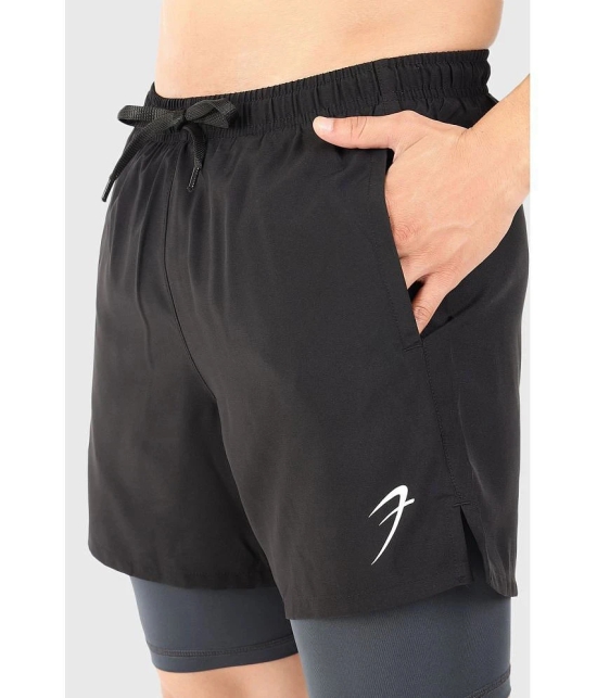 Fuaark Black Polyester Lycra Mens Gym Shorts ( Pack of 1 ) - None