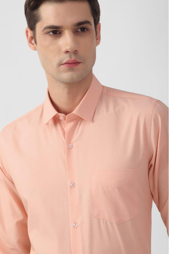 Men Peach Slim Fit Formal Full Sleeves Formal Shirt