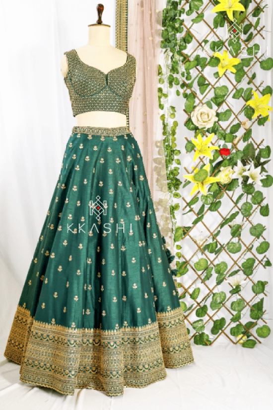 Enchanting Emerald: Kkashi Green Lehenga