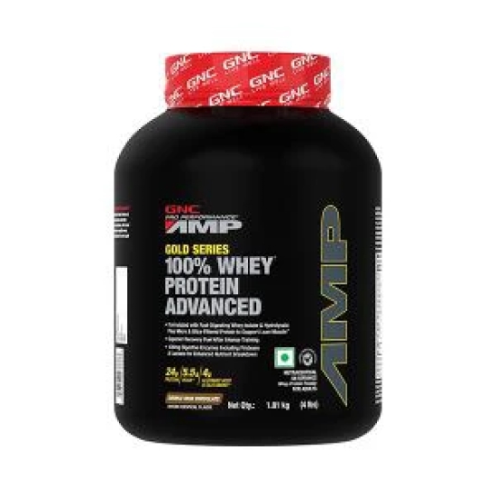 GNC AMP Gold 100% Whey Protein Advanced Chocolate Powder 4 lbs