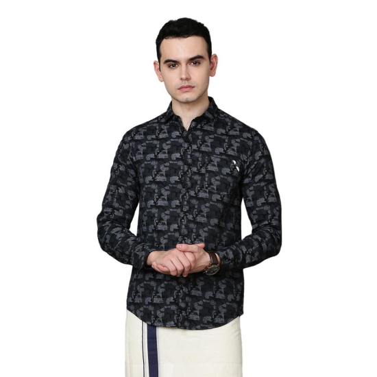Kalyan Silks Cotton Shirt with Black With Grey Print by JustmyType