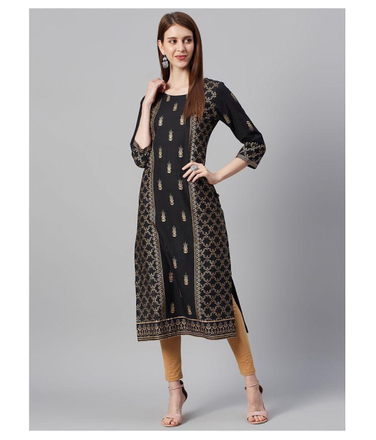 KSUT Black Cotton Straight Kurti - Single - M