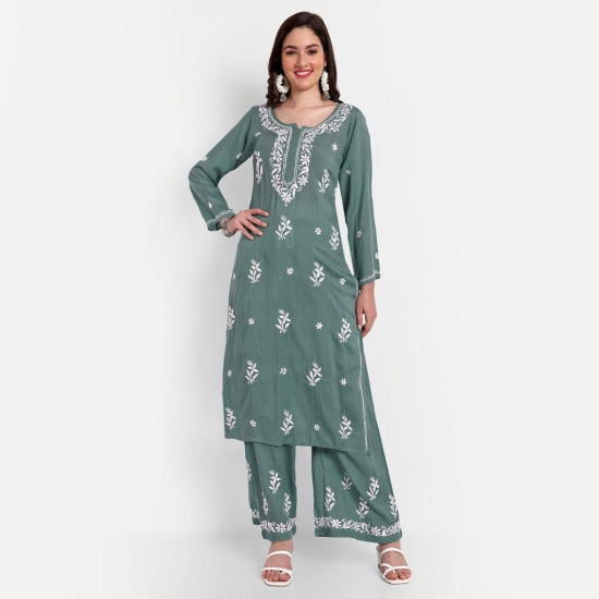 Chikankari Hand Embroidered Kurta Palazzo Set