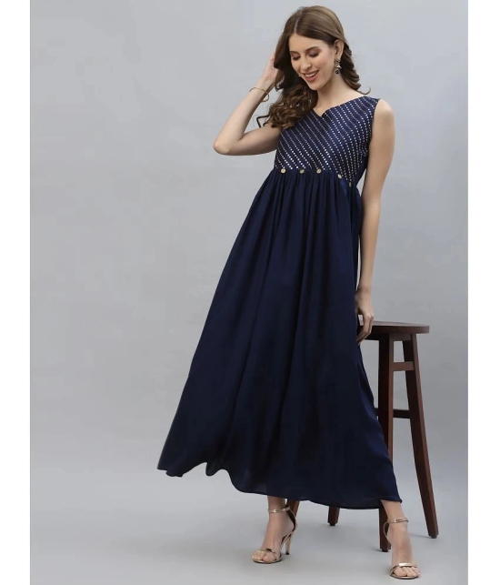 Stylum - Navy Rayon Womens Flared Kurti ( Pack of 1 ) - None