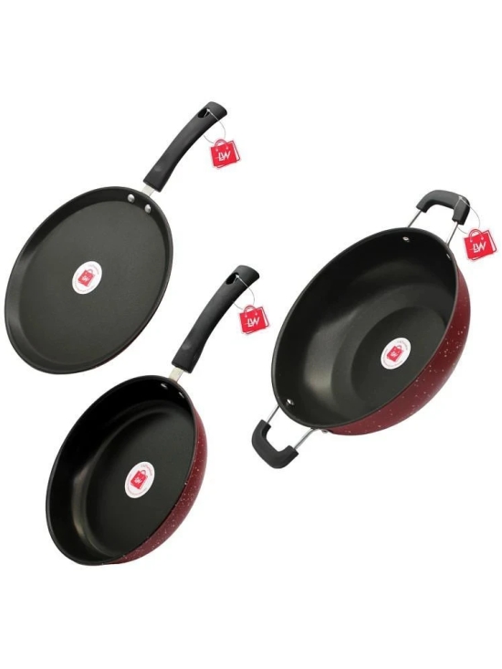 LAZYWINDOW Maroon Hard Anodised Non-Stick Cookware Sets ( Set of 1 )