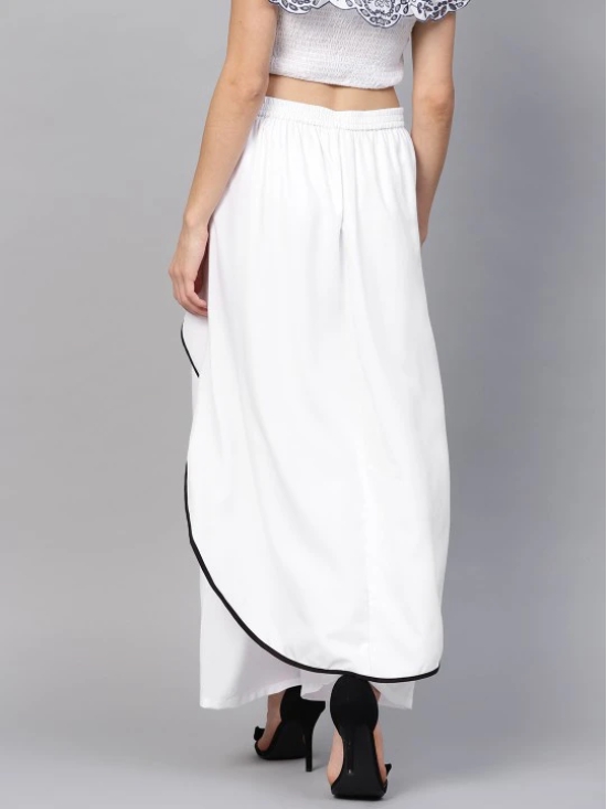 Women White Solid Layered Parallel Trousers