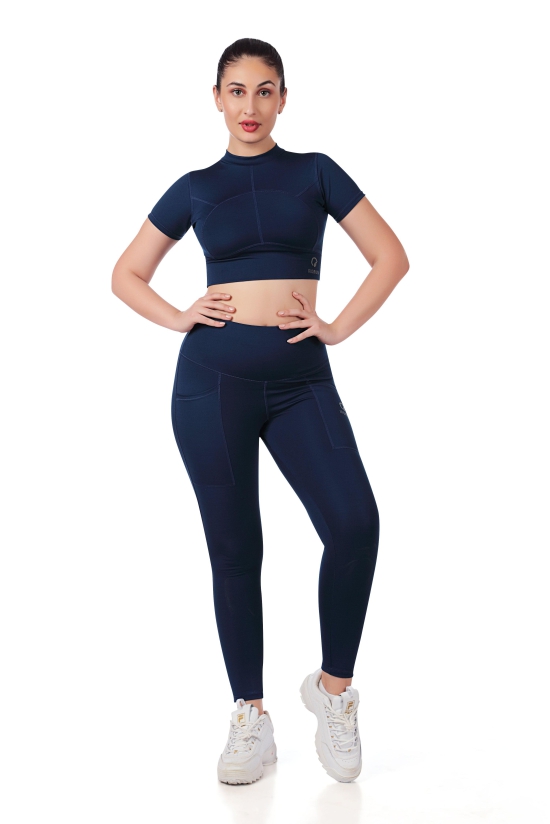 Stitch Mock Neck Co-ord Set-Blue / L