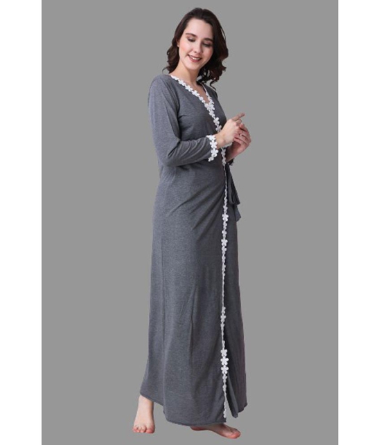 Affair - Grey Cotton Blend Womens Nightwear Nighty & Night Gowns ( Pack of 1 ) - None