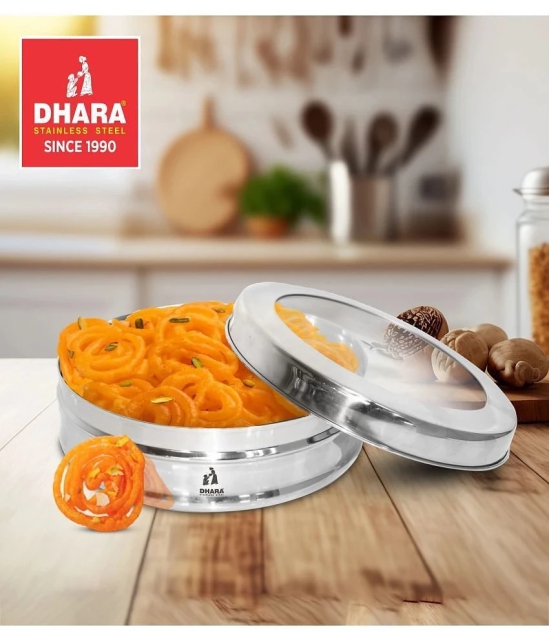 Dhara Stainless Steel Steel Grey Food Container ( Set of 1 ) - Grey