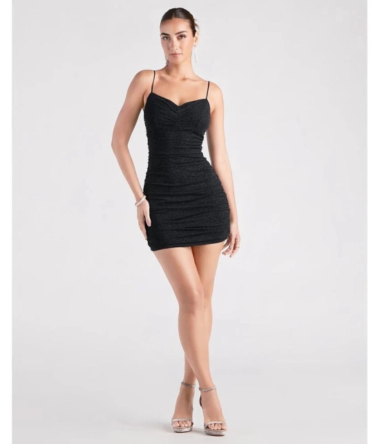 Addyvero Polyester Embellished Mini Womens Bodycon Dress - Black ( Pack of 1 ) - None