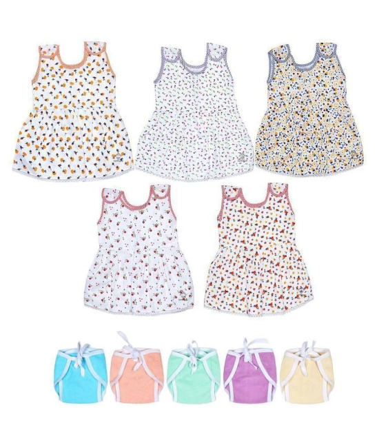 Sathiyas Baby Girls Gathered Dresses with Nappies (Set of 10, 0-6Months, Button1) … - None