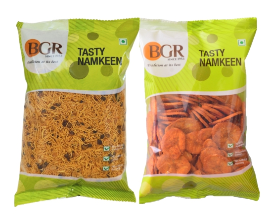 BGR Foods Combo Offer - Bombay Mixture & Chilli Banana Chips (400g Pack of 2)