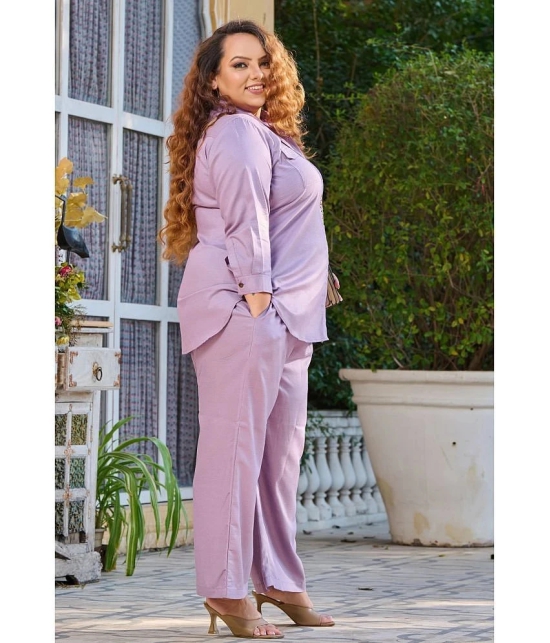 PrettyPlus by Desinoor.com Lavender Solid Palazzo Top Set - None