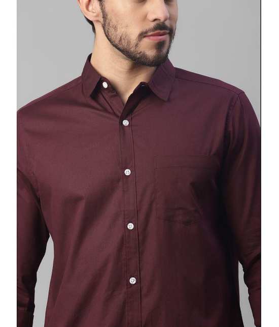 UrbanMark 100% Cotton Slim Fit Solids Full Sleeves Mens Casual Shirt - Wine ( Pack of 1 ) - None