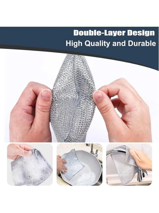 DHSMART Double Layered Wire Rags All Purpose Cleaner Block Multifunctional Non Scratch Dish Wash Cloth 1 no.s Pack of 10