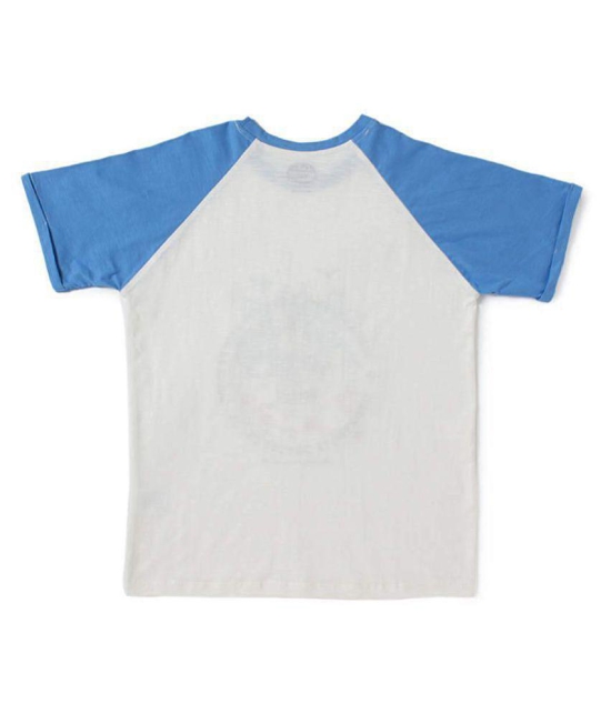 Cub McPaws Boys Tshirt, 100% Cotton, White with Blue Raglan Sleeve, 4 to 12 Years - None