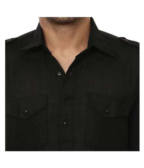 Sys Black Cotton Pathani Suit Pack of 1 - None