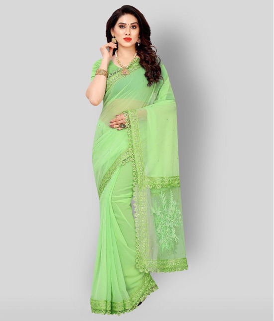 Apnisha - Light Green Georgette Saree  With Blouse Piece ( Pack of 1 ) - Light Green