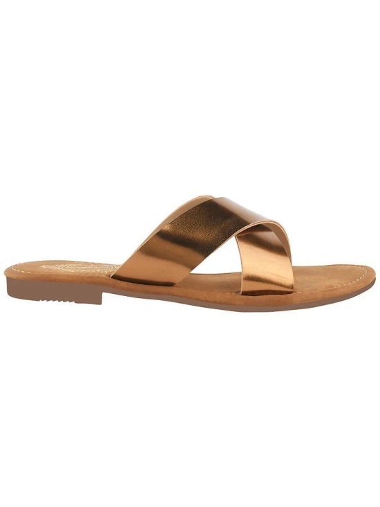 Shoetopia Bronze Womens Flats - None