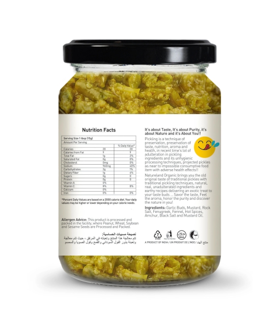 Natureland Organics Green Chilli And Garlic Pickle, 350 gm Each - Pack of 2