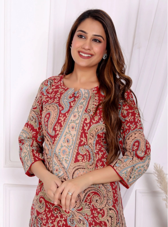 Plus Size Paisley Print Straight Kurta Pant Set with Dupatta