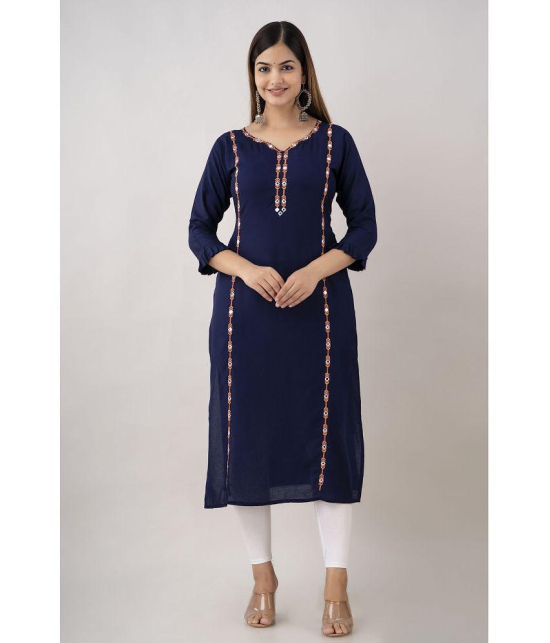 Kapadia - Navy Rayon Womens Straight Kurti ( Pack of 1 ) - None