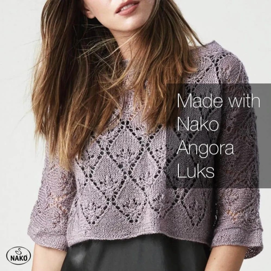 Nako Angora Luks Yarn - Open Fall Rose 318