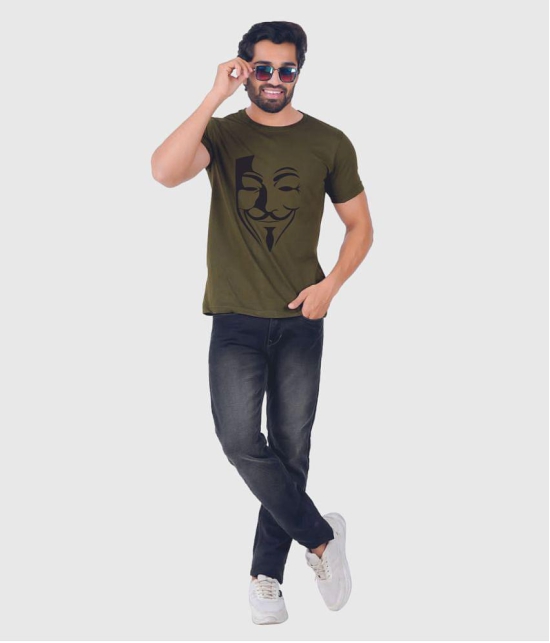 ferocious - Olive Cotton Regular Fit Men's T-Shirt ( Pack of 1 ) - None