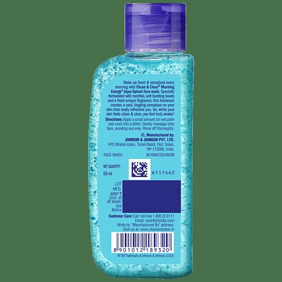 Clean & Clear Morning Energy Aqua Splash Face Wash, 50 Ml