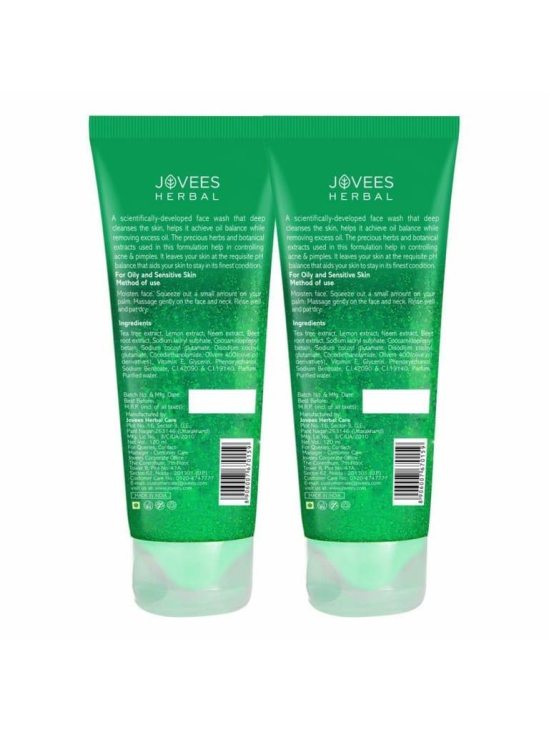 Jovees Herbal Tea Tree Oil Control Face Wash | For Oily & Acne Prone Skin | With Vitamin E & Tea Tree Oil | Prevents Pimple & Acne Breakout 120ml (Pack of 2)