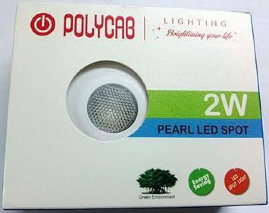Polycab Pearl LED SPOT Light Slim 2 Watts Flush Mount Ceiling Lamp (Warm White, Yellow).(Plastic)